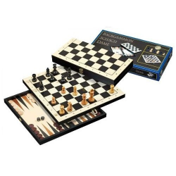 Spiel 3-1 Schachbrett aus Holz Dame Schach Backgammon Löwe SQUARE 